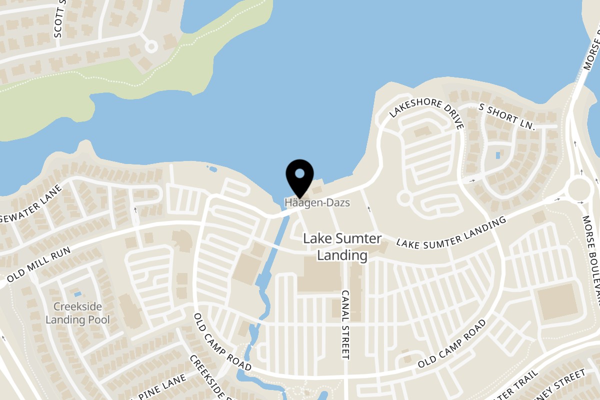 Map showing the location of RJ Gator's Florida Sea Grill & Bar on 1015 Lake Shore Dr #1693 in The Villages